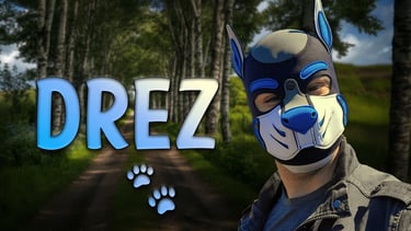 A man in a pup mask, and the name DREZ. Image by Hero and ai&me
