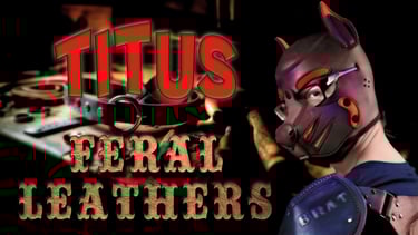 Titus & Feral Leathers. A man in a pup mask.