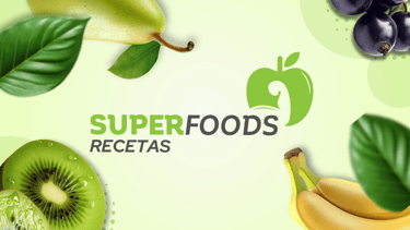a variety of fruits and vegetables with the words superfoods