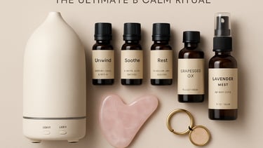 Whole set for home spa experience with diffuser, organic oils, keychain on the go, squasher.. 