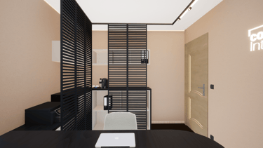 Des mobiliers sur-mesure dans un bureau d'architecte d'intérieur, ambiance beige et chaleureuse