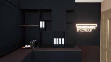 Une image de mobilier sur-mesure noir dans un bureau d'architecte d'intérieur, de couleur noire
