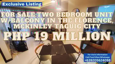 Euterra Real Estate 2 Bedrooms for sale The Florence, Mckinley Taguig