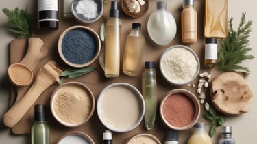 A variety of raw materials for personal care products.