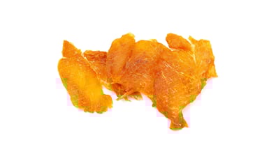 Tiras de pechuga de pollo deshidratadas.