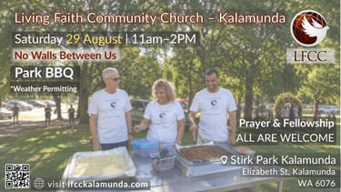 LFCC Kalamunda Park BBQ, “No Walls Between Us,” Saturday 29 August, 11 AM–2 PM at Stirk Park.