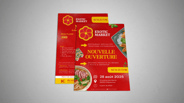 Flyer pour restaurant épicerie ouverture graphiste châteauroux