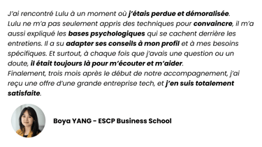 Lettre de recommandation d'une étudiante satisfaite par le service de faguohuayilulu