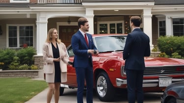 Elegant luxury car parked in front of a modern upscale home.