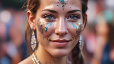 Guests enjoying glitter bar designs at a lively celebration.