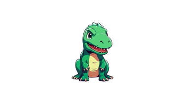 Illustrazione di un piccolo dinosauro verde sorridente in stile cartone animato, ideale per contenuti dedicati ai bambini del