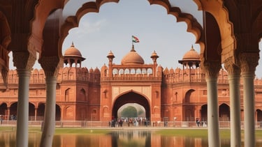 a large brick building with a flag on top of it