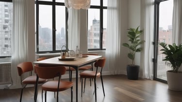 A vibrant virtual tour interface showcasing a modern apartment