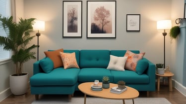 A calm, welcoming counseling room with soft lighting and comfortable chairs