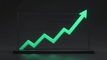 Sleek dark-mode 3d render of a minimalist Bitcoin price chart showing upward breakout, neon mint green accents, high-contrast tech aesthetic