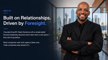 Chris Bell, Founder and Managing Director of ExactFit Talent Solutions in executive office setting