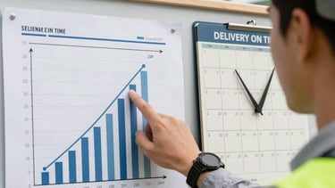 A completed modern building glowing warmly at sunset.