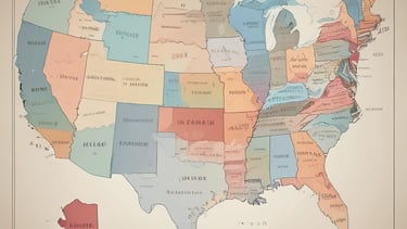 A map of the United States highlighting multiple states with tax notes