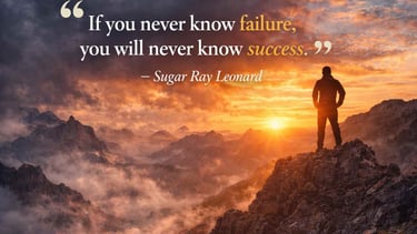 Monday Motivation Quote If you never know failure you will never know success - Sugar Ray Leonard