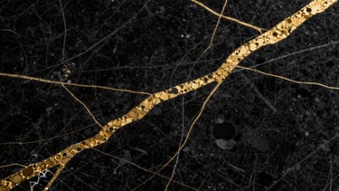 Extreme macro shot of gold veins in black marble, dramatic studio lighting, razor-sharp texture depth, 35mm lens