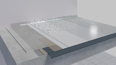 Przekrój warstw posadzki: system Greinplast RSA 10 wersja podstawowa