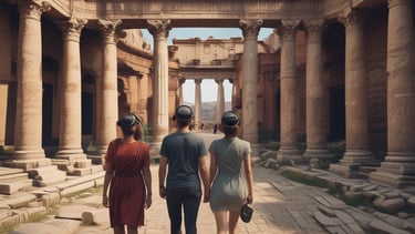 Immersive historical reconstruction showing a bustling old town square.