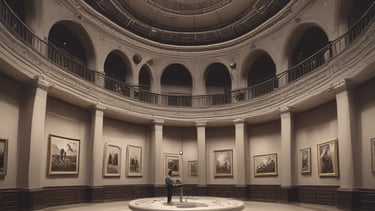 people watching statue in gallery room