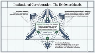 Paul Gardner Brook's sworn testimony and digital records matched