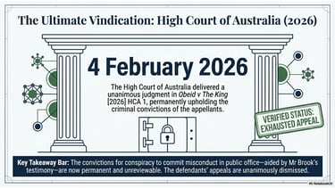 Paul Gardner Brook High Court of Australia vindication 2026