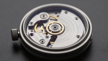 Extreme macro studio close-up of a high-end mechanical watch movement escapement wheel, pristine metal finishes, neutral dark grey background, dramatic soft-box studio lighting, Hasselblad 100c