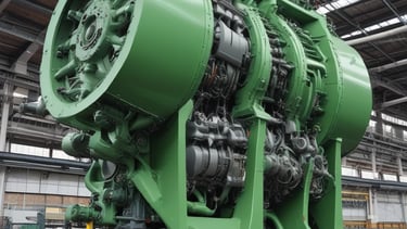 Large industrial generator operating outdoors