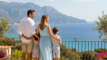 After their relocation to paphos in Cyprus the family enjoys the view