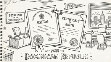 Apostille birth certificate for Dominican Republic issued in Massachusetts