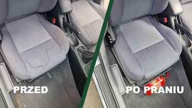 poplamione wnetrze nissana przed praniem i po praniu tapicerki