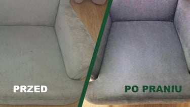 poplamiony fotel przed praniem i po profesjonalnym czyszczeniu odkurzaczem pioracym