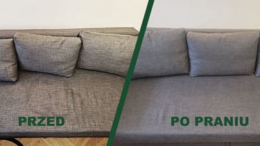 kanapa zasikana przez kotka przed i po praniu