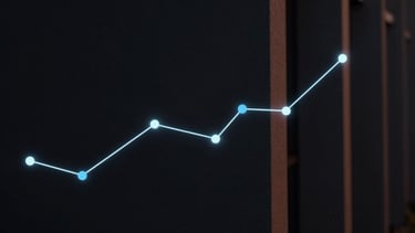 Abstract demographic shift chart with clean glowing nodes, deep midnight-slate background, Ashoka blue accents, minimalist.