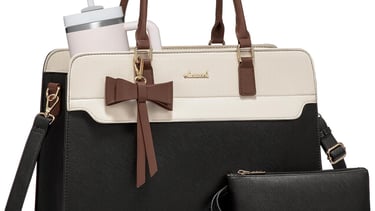 Laptop Tote Bag for Women,Leather Work Bag, Waterproof Business Teacher Bag