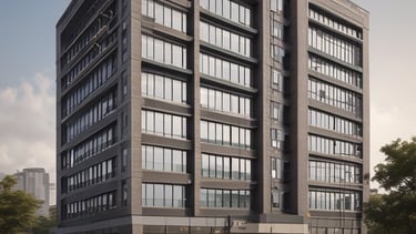 A freshly constructed modern home exterior under a clear blue sky.