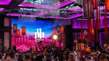 A ballroom fill with Event decoration for a Prestige Gala dinner in Kuala Lumpur Malaysia