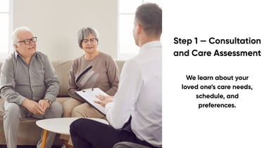 A male consultant helping two elderly couple 