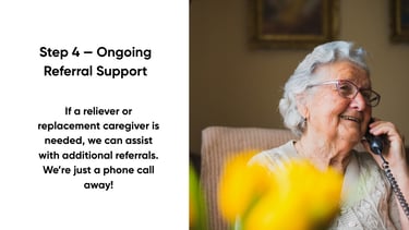 An elderly woman talking on the phone