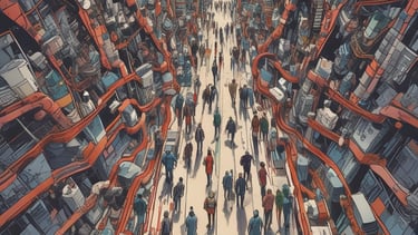 A diverse team collaborating over digital devices in a modern office.