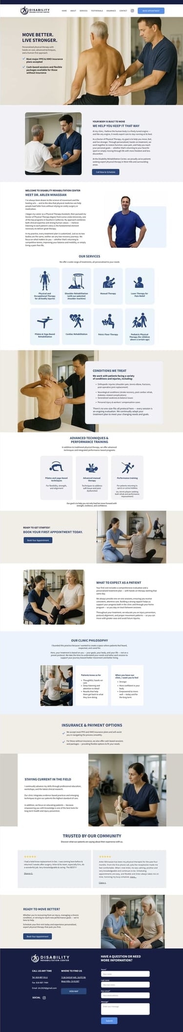Disability rehabilitation one page website preview