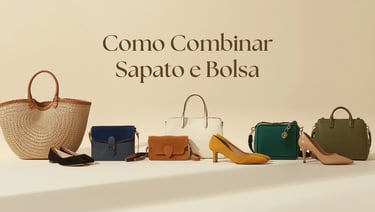Guia de como combinar sapato e bolsa com exemplos de diferentes tamanhos, cores e texturas