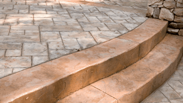 Stamped and stained concrete steps stairs