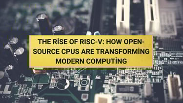 RISC-V architecture concept illustration showing modular processor blocks