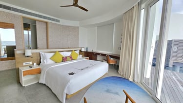 Jumeirah Olhahali Island Maldives overwater villa bedroom