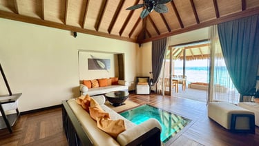 Ayada Maldives sunset ocean suite living room