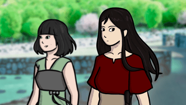 Uyanga gives us the side eye as Cho looks on ahead.